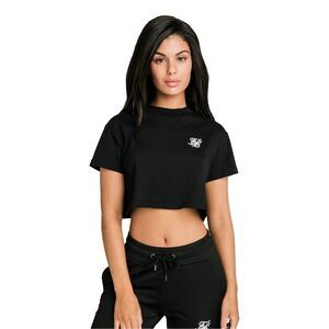 SikSilk Womens/Ladies Essentials Retro Cropped Boxy T-Shirt / Black